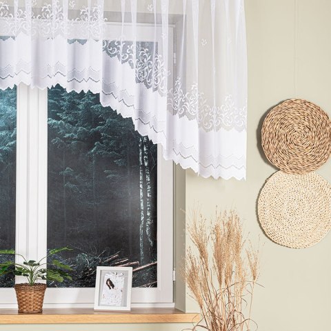 GENOWEFA Firanka żakardowa odpasowana, szerokość 400 x wysokość 100cm, kolor 001 biały 023419/FOL/001/000102/1