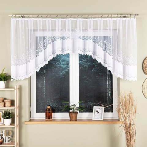 GENOWEFA Firanka żakardowa odpasowana, szerokość 400 x wysokość 100cm, kolor 001 biały 023419/FOL/001/000102/1