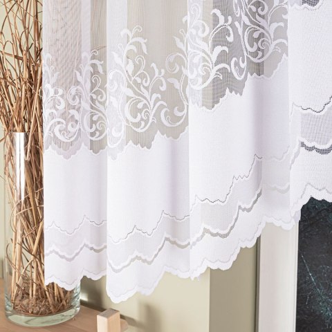 GENOWEFA Firanka żakardowa odpasowana, szerokość 400 x wysokość 100cm, kolor 001 biały 023419/FOL/001/000102/1