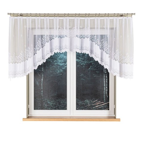 GENOWEFA Firanka żakardowa odpasowana, szerokość 400 x wysokość 100cm, kolor 001 biały 023419/FOL/001/000102/1