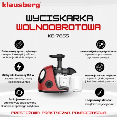 SOKOWIRÓWKA WYCISKARKA WOLNOOBROTOWA KLAUSBERG KB-7865