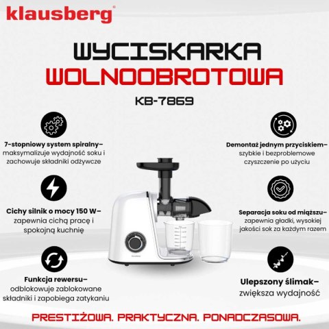 SOKOWIRÓWKA WYCISKARKA WOLNOOBROTOWA KLAUSBERG KB-7869