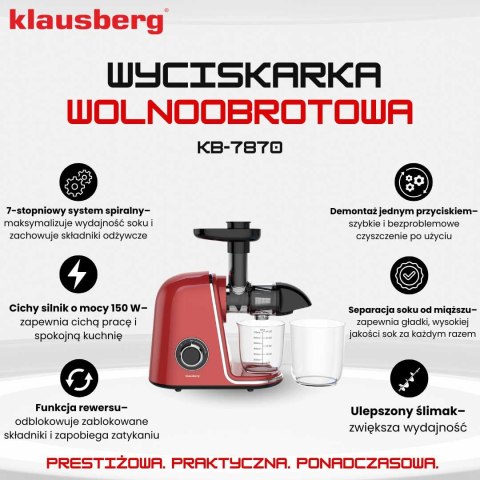 SOKOWIRÓWKA WYCISKARKA WOLNOOBROTOWA KLAUSBERG KB-7870