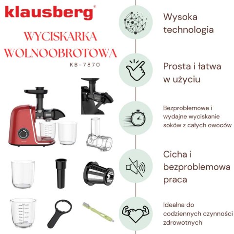SOKOWIRÓWKA WYCISKARKA WOLNOOBROTOWA KLAUSBERG KB-7870