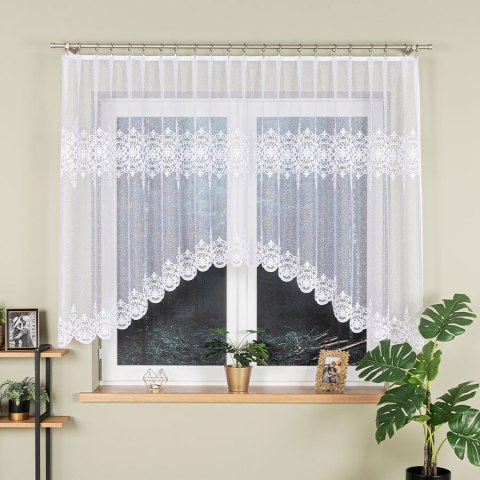ŻANETA Firanka żakardowa odpasowana, szerokość 300 x wysokość 135cm, kolor 001 biały 181043/FOL/001/000131/1