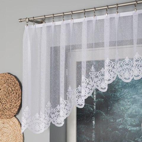 ŻANETA Firanka żakardowa odpasowana, szerokość 300 x wysokość 80cm, kolor 001 biały 181043/FOL/001/000081/1