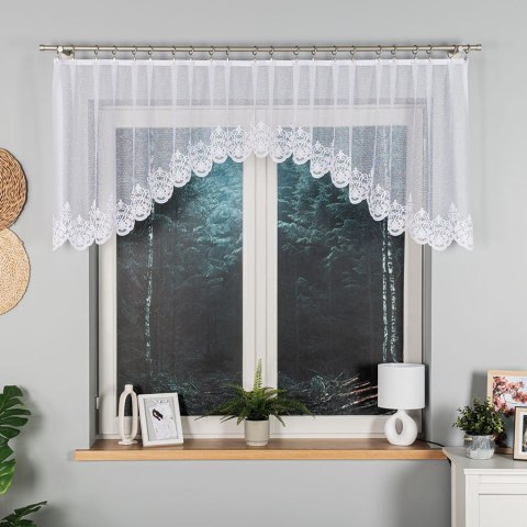 ŻANETA Firanka żakardowa odpasowana, szerokość 300 x wysokość 80cm, kolor 001 biały 181043/FOL/001/000081/1