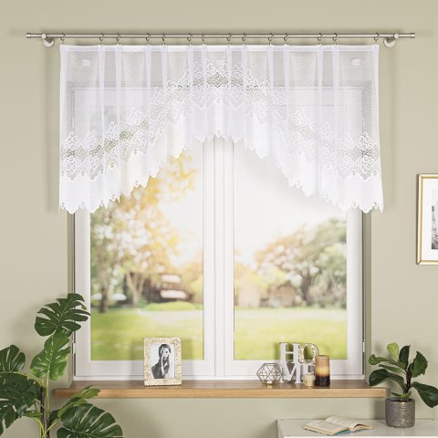 MODESTA Firanka żakardowa gotowa, szerokość 250 x wysokość 80cm, kolor 001 biały 017173/FBL/001/250080/1