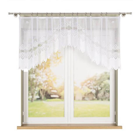 MODESTA Firanka żakardowa gotowa, szerokość 250 x wysokość 80cm, kolor 001 biały 017173/FBL/001/250080/1