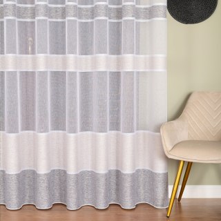 Firanka fantazyjna z ołowianką, wysokość 300cm, kolor 003 biały z beżowo-szarymi pasami 001827/OLO/003/000300/1