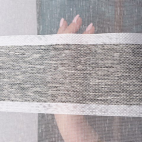 Firanka fantazyjna z ołowianką, wysokość 300cm, kolor 003 biały z beżowo-szarymi pasami 001827/OLO/003/000300/1