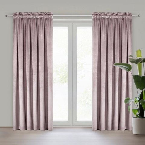 ZASŁONA GOTOWA D91 ROSA NA TAŚMIE 140 X 270 CM PUDROWY RÓŻ