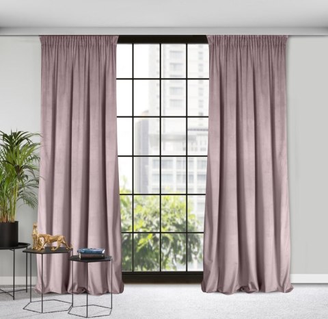 ZASŁONA GOTOWA D91 ROSA NA TAŚMIE 140 X 270 CM PUDROWY RÓŻ