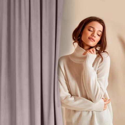 ZASŁONA GOTOWA D91 ROSA NA TAŚMIE 140 X 270 CM PUDROWY RÓŻ