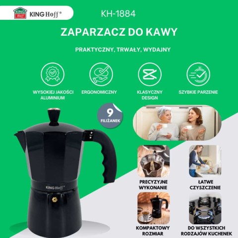 KAWIARKA ZAPARZACZ DO KAWY 450ml KINGHOFF KH-1884 INDUKCJA