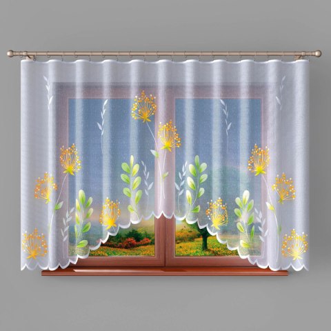 ŁĄKA Firanka żakardowa gotowa, szerokość 300x wysokość 150cm, kolor biały 001 065009/000/028/000306/1