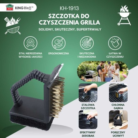 SZCZOTKA STALOWA 3w1 DO CZYSZCZENIA RUSZTU GRILLA KINGHOFF KH-1913