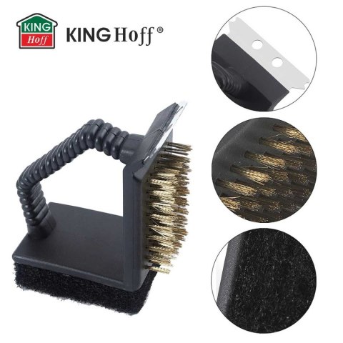 SZCZOTKA STALOWA 3w1 DO CZYSZCZENIA RUSZTU GRILLA KINGHOFF KH-1913