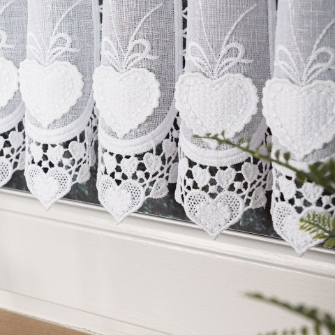 Zazdrostka haftowana panelowa na batyście, wysokość 75cm, kolor 001 biały 015552/420/001/000075/1