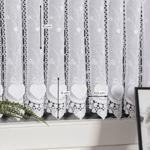 Zazdrostka haftowana panelowa na batyście, wysokość 75cm, kolor 001 biały 015552/420/001/000075/1