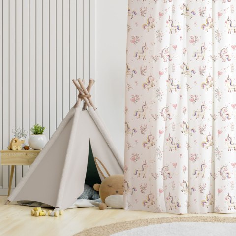 SŁODKIE JEDNOROŻCE Tkanina dekoracyjna typu MILAS SOFT ze wzorem po całości, wysokość 300cm, kolor 001 biały D00236/MIL/001/0003