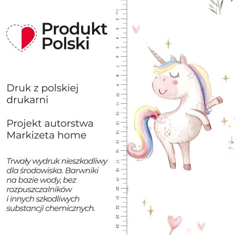 SŁODKIE JEDNOROŻCE Tkanina dekoracyjna typu MILAS SOFT ze wzorem po całości, wysokość 300cm, kolor 001 biały D00236/MIL/001/0003