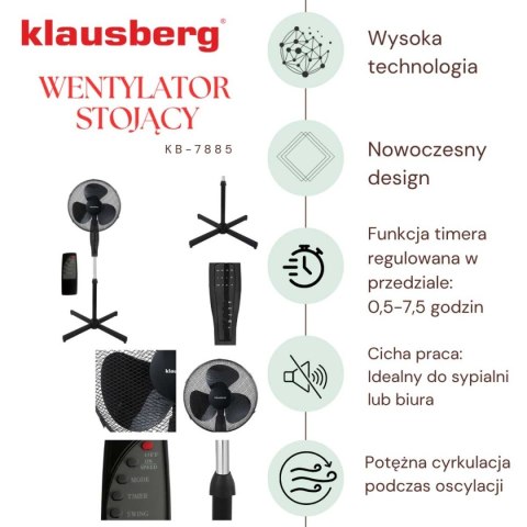 WENTYLATOR WIATRAK PODŁOGOWY Z PILOTEM KLAUSBERG KB-7885