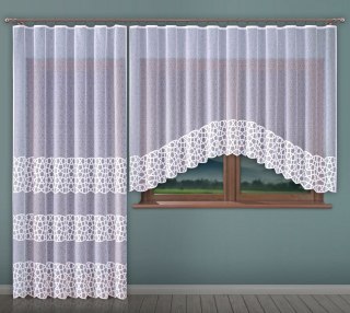 CEZARIA Firanka żakardowa gotowa, szerokość 250, wysokość 150cm, kolor biały 001 255109/000/001/000709/1