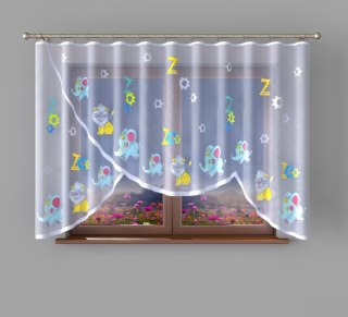 SŁONIK Firanka żakardowa gotowa, szerokość 300 x wysokość 150cm, kolor biały 001 067009/000/028/000107/1