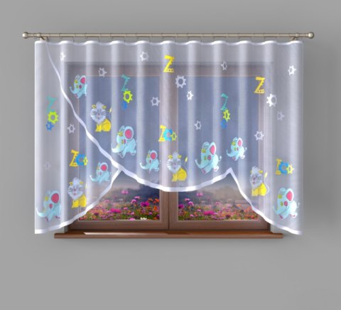 SŁONIK Firanka żakardowa gotowa, szerokość 300 x wysokość 150cm, kolor biały 001 067009/000/028/000107/1