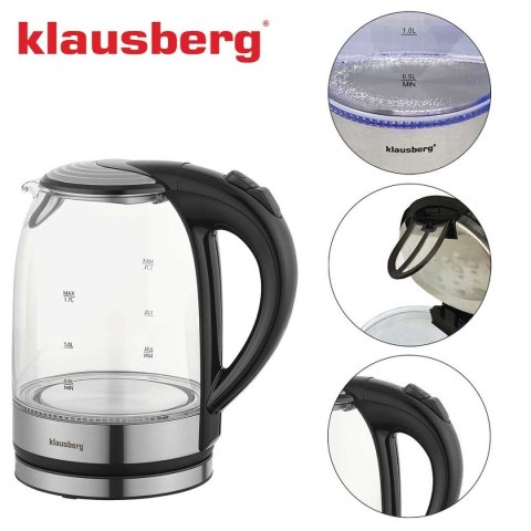 CZAJNIK ELEKTRYCZNY SZKLANY 1,7L KLAUSBERG KB-7886 LED