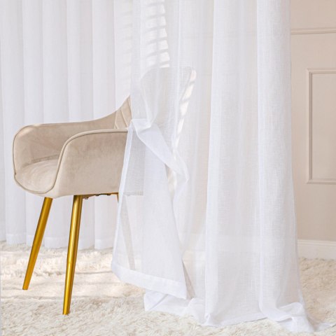 NALA Firana gotowa na przelotkach, szerokość 140cm x wysokość 250cm, kolor 001 biała 002022/ZGP/001/140250/1