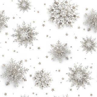 SREBRNE ŚNIEŻYNKI Tkanina dekoracyjna NINA WODOODPORNA, 160cm, kolor 005 biały DBN160/NIW/005/160000/1