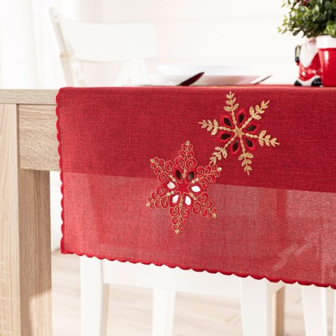 BŁYSZCZĄCE ŚNIEŻYNKI Bieżnik z haftem, szerokość 40cm x wysokość 140cm, kolor 003 czerwony 640010/KSP/C03/040140/1