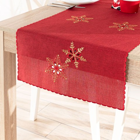 BŁYSZCZĄCE ŚNIEŻYNKI Bieżnik z haftem, szerokość 50cm x wysokość 100cm, kolor 003 czerwony 640010/KSP/C03/050100/1