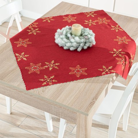 BŁYSZCZĄCE ŚNIEŻYNKI Serweta z haftem, szerokość 85cm x wysokość 85cm, kolor 003 czerwony 640010/KSP/C03/085085/1
