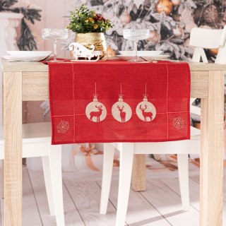 BŁYSZCZĄCY RENIFER Bieżnik z haftem, szerokość 50cm x wysokość 100cm, kolor 003 czerwony 295157/KSP/L03/050100/1