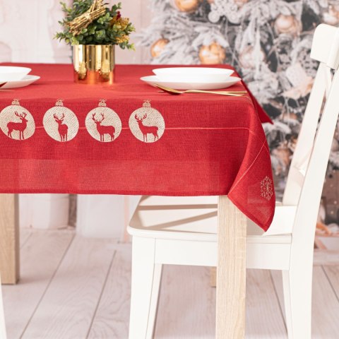 BŁYSZCZĄCY RENIFER Obrus z haftem, szerokość 120cm x wysokość 160cm, kolor 003 czerwony 295157/KSP/L03/120160/1