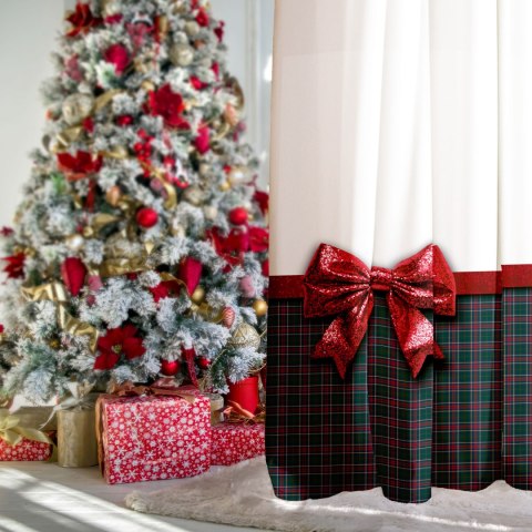 BROKATOWA KOKARDA, KRATA SZKOTI Panele zasłonowe typu VELVET ze wzorem po całości, wysokość 300cm szerokość 140cm, kolor 001 bia