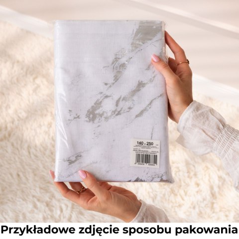 MARIETTA Firana gotowa na przelotkach z ołowianką, szerokość 140cm x wysokość 250cm, kolor 004 biały ze złotym zdobieniem 000261