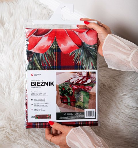 PREZENTY Bieżnik NINA WODOODPORNA, 38x140cm, kolor 003 czerwony PBN284/KSP/C03/038140/1