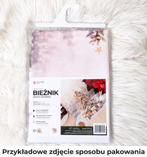 ZŁOTA CHOINKA Bieżnik NINA WODOODPORNA, 38x160cm, kolor 001 biało-złoty PBN368/KSP/C01/038160/1