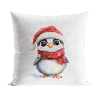 PINGWINEK, BAJKOWE ŚWIĘTA Poszewka dekoracyjna VELVET, 40x40cm, kolor 001 biały PBN360/POP/001/040040/1