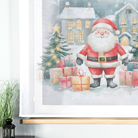 MIKOŁAJ, BAJKOWE ŚWIĘTA Panel firanowy, szerokość 150 x wysokość 170cm, tkanina Etamina, kolor 001 biały DBN356/ETM/001/155000/1