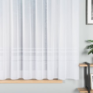 ZOJA Firanka żakardowa odpasowana na prosto ze wzorem pasowym, szerokość 400 x wysokość 160cm, kolor 001 biały 000303/FOP/001/00