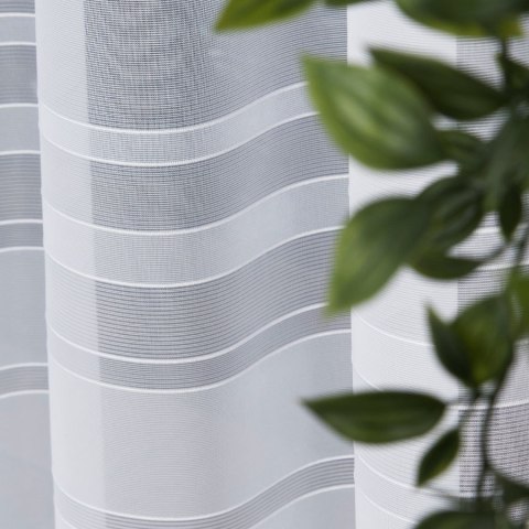 ZOJA Firanka żakardowa odpasowana na prosto ze wzorem pasowym, szerokość 400 x wysokość 160cm, kolor 001 biały 000303/FOP/001/00