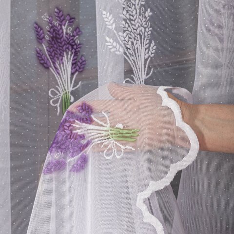 Firanka żakardowa drukowana ze wzorem po całości, wysokość 160cm, kolor 001 biały 018592/000/028/000160/1