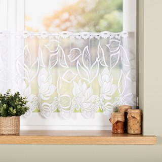 Zazdrostka żakardowa ze wzorem po całości, wysokość 50cm, kolor 001 biały 023338/000/001/000050/1