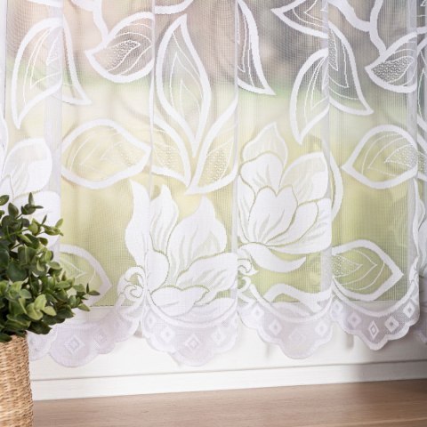 Zazdrostka żakardowa ze wzorem po całości, wysokość 50cm, kolor 001 biały 023338/000/001/000050/1