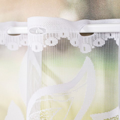 Zazdrostka żakardowa ze wzorem po całości, wysokość 50cm, kolor 001 biały 023338/000/001/000050/1